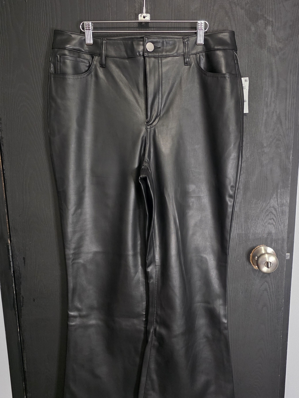 Black Faux Leather Boot Cut Pants
